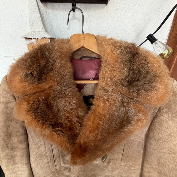 Men's Brown Fur Collar Coat - Picture 2 of 16